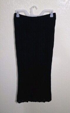 FRESHMAN 1996 Black Knit Midi Skirt, Boho Womens Size M, Diamond Pattern Bodycon